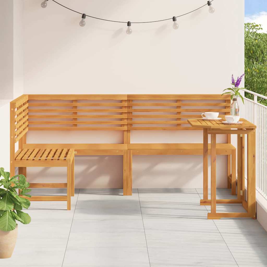 Set Panchina da Giardino 3 pcs Marrone Legno di Acacia Massello
