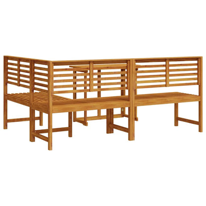 Set Panchina da Giardino 3 pcs Marrone Legno di Acacia Massello