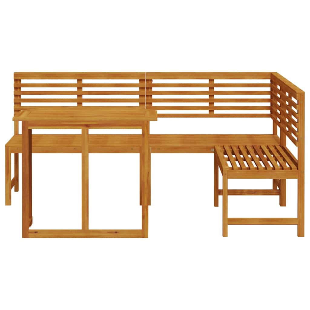 Set Panchina da Giardino 3 pcs Marrone Legno di Acacia Massello