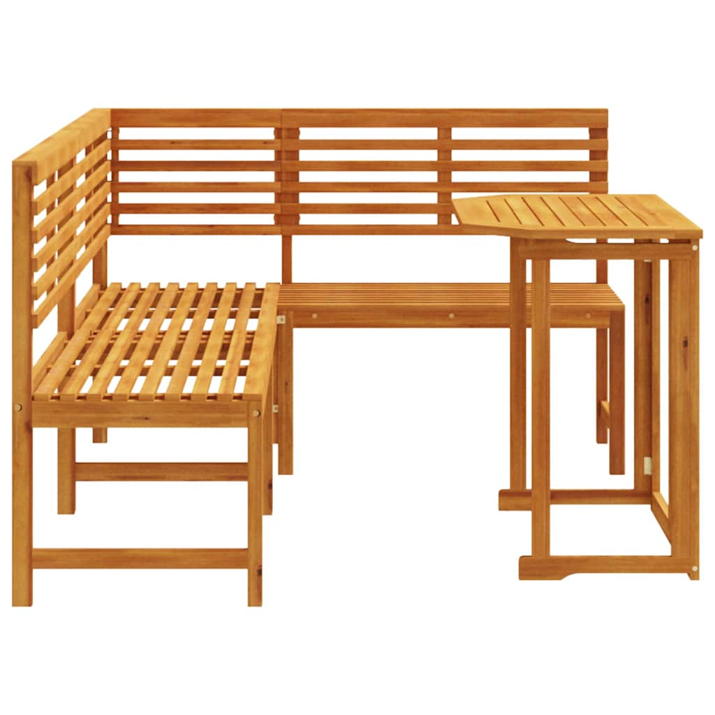Set Panchina da Giardino 3 pcs Marrone Legno di Acacia Massello