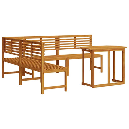 Set Panchina da Giardino 4 pcs Marrone Legno di Acacia Massello