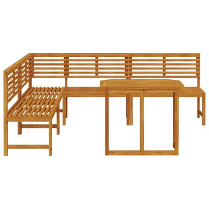 Set Panchina da Giardino 4 pcs Marrone Legno di Acacia Massello