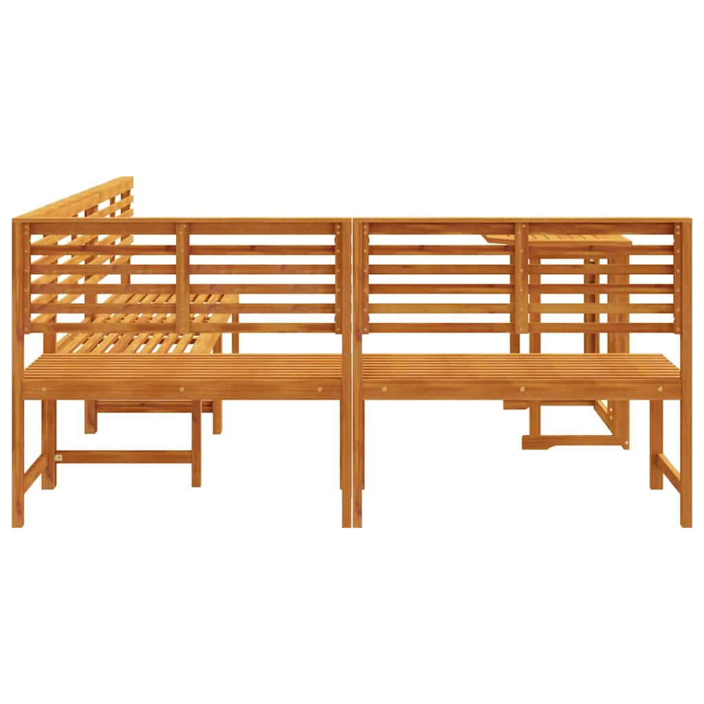 Set Panchina da Giardino 4 pcs Marrone Legno di Acacia Massello