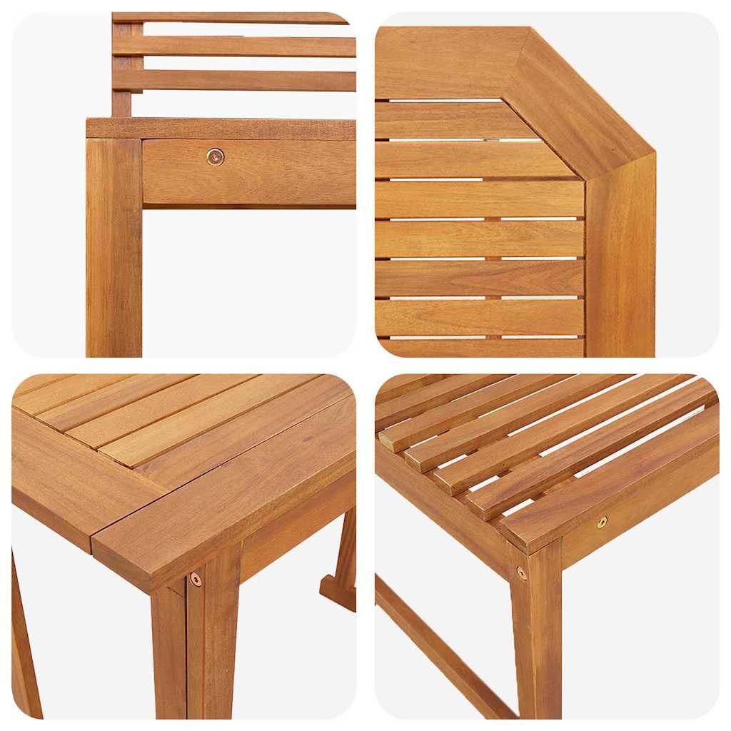 Set Bistro da Giardino 3 pcs Marrone Legno di Acacia Massello