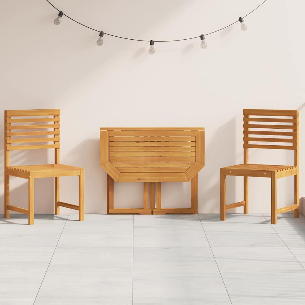 Set Bistro da Giardino 3 pcs Marrone Legno di Acacia Massello