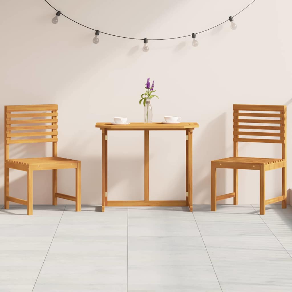 Set Bistro da Giardino 3 pcs Marrone Legno di Acacia Massello