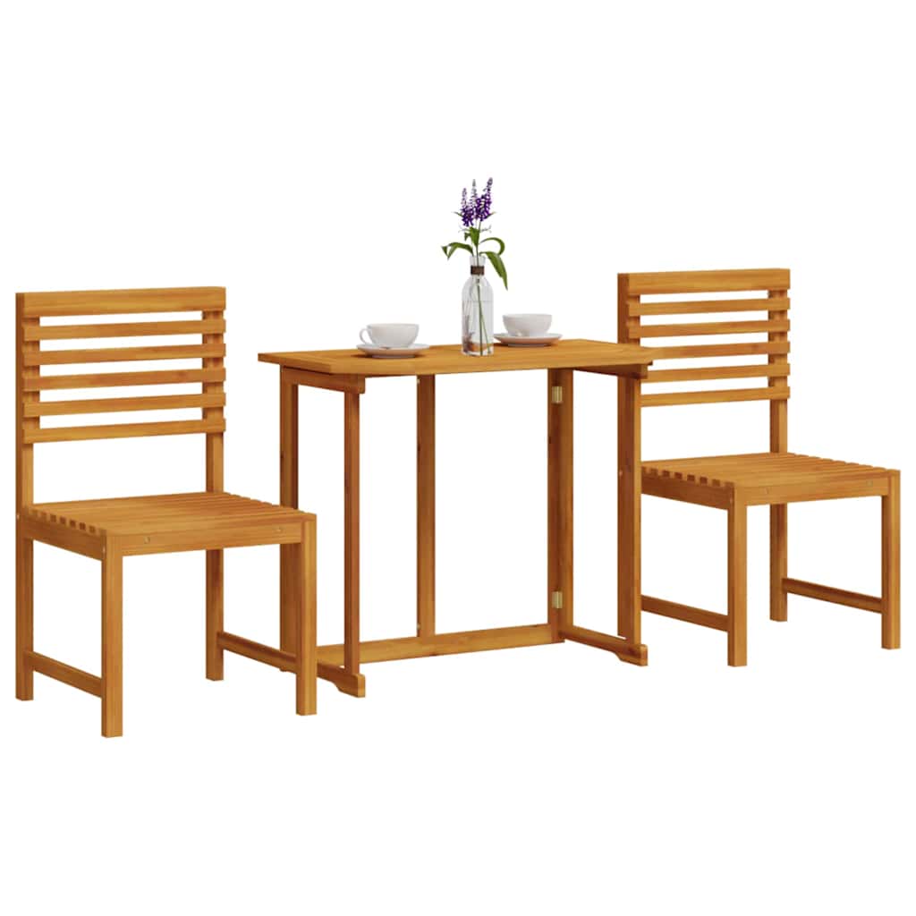 Set Bistro da Giardino 3 pcs Marrone Legno di Acacia Massello