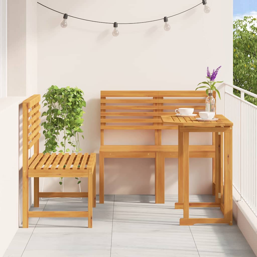 Set Bistro da Giardino 3 pcs Marrone Legno di Acacia Massello