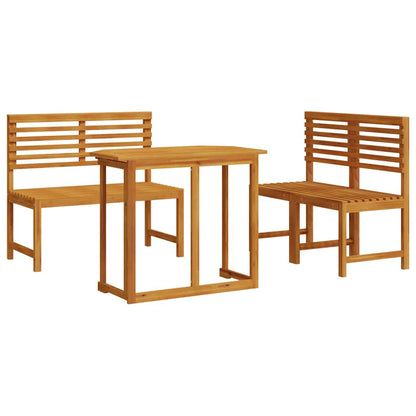 Set Bistro da Giardino 3 pcs Marrone Legno di Acacia Massello