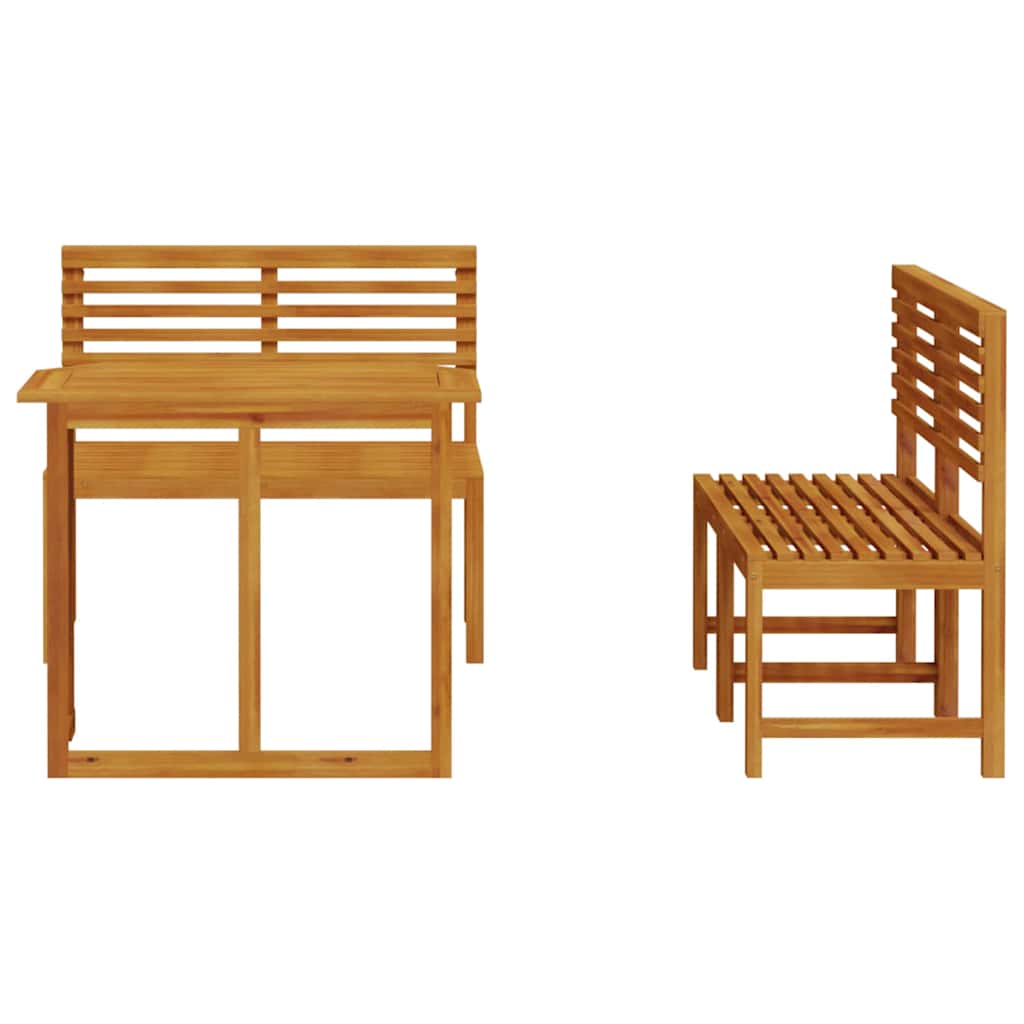 Set Bistro da Giardino 3 pcs Marrone Legno di Acacia Massello