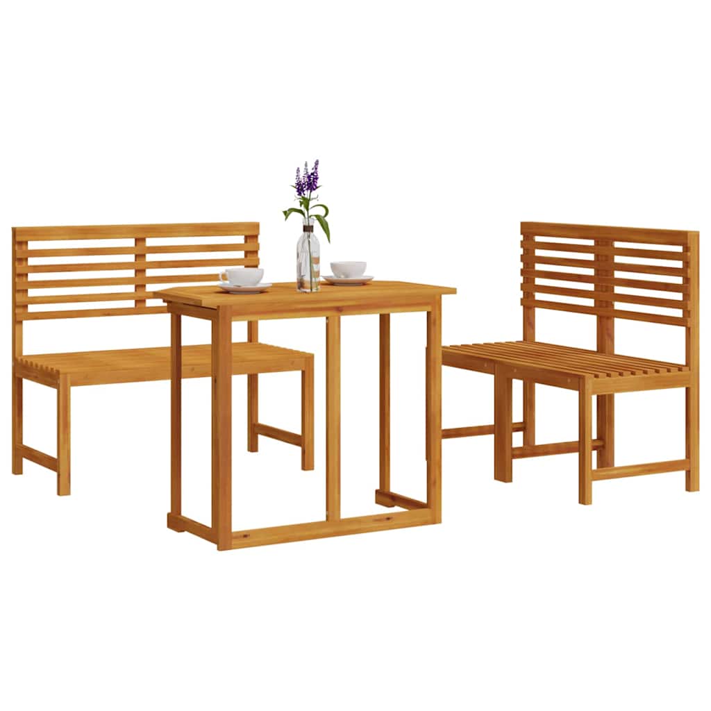 Set Bistro da Giardino 3 pcs Marrone Legno di Acacia Massello