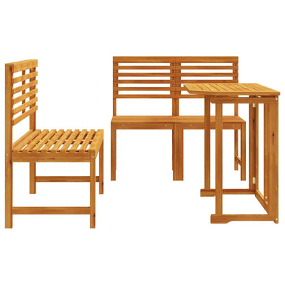 Set Bistro da Giardino 3 pcs Marrone Legno di Acacia Massello