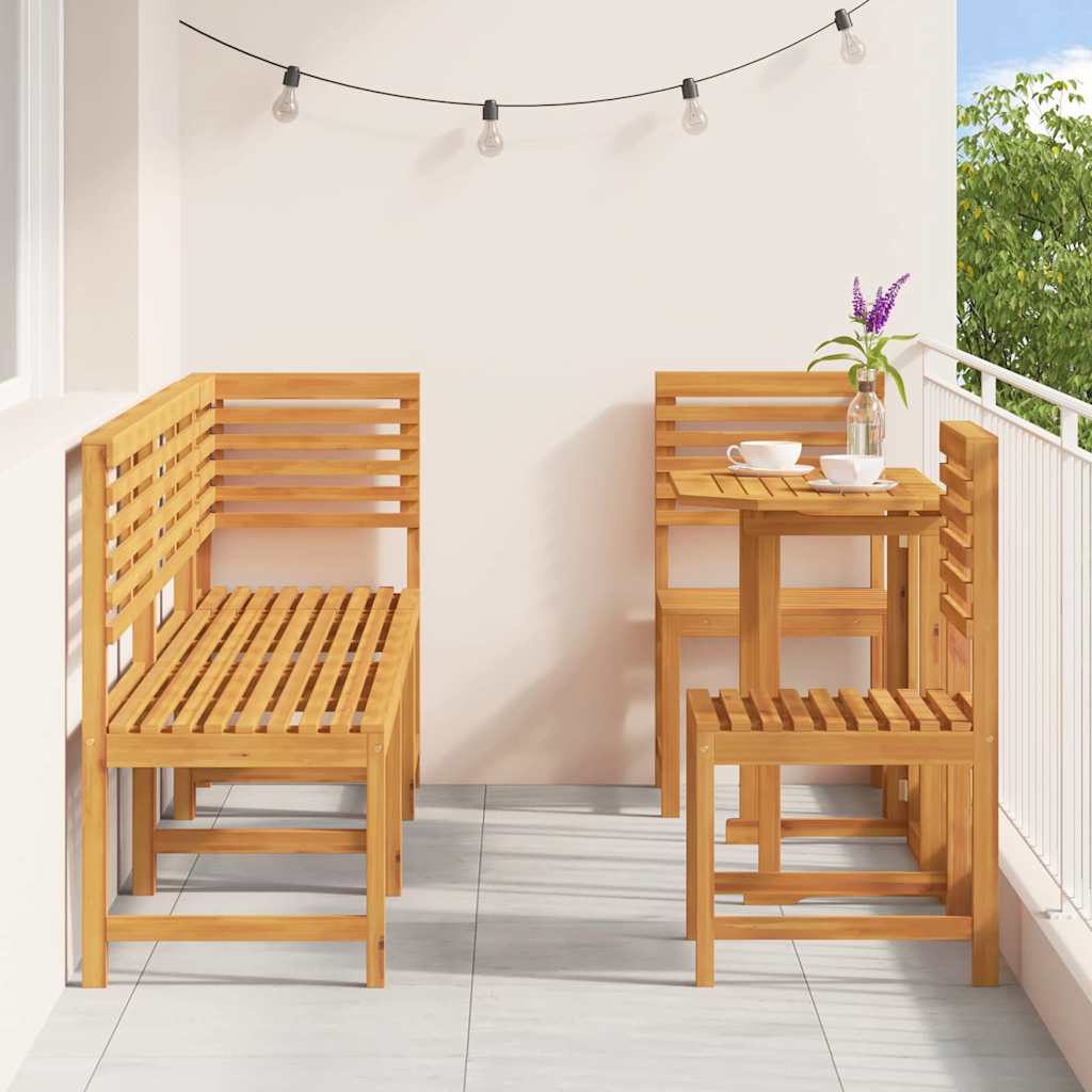 Set Bistro da Giardino 6 pcs Marrone Legno di Acacia Massello