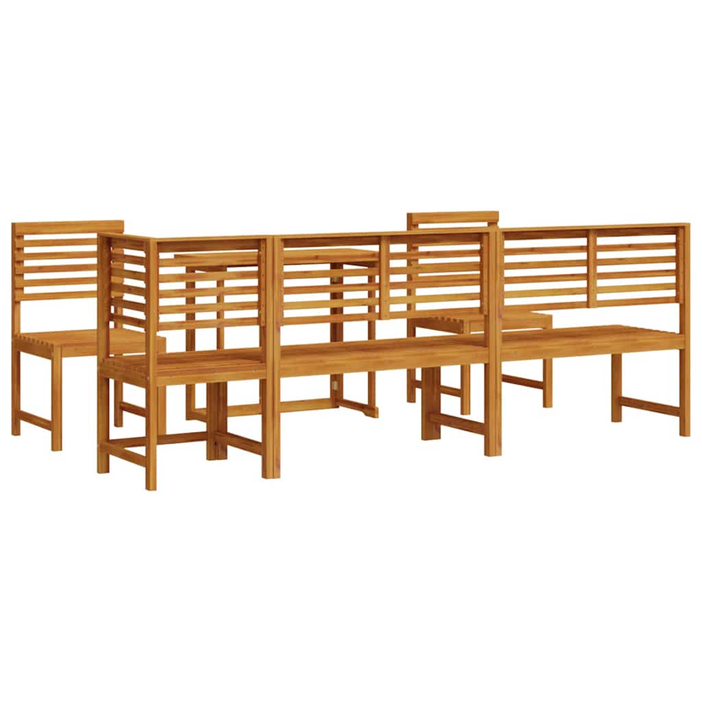 Set Bistro da Giardino 6 pcs Marrone Legno di Acacia Massello