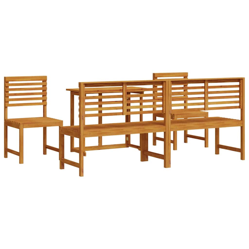 Set Bistro da Giardino 5 pcs Marrone Legno di Acacia Massello