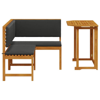 Set Panchina da Giardino 2 pcs Marrone Legno di Acacia Massello