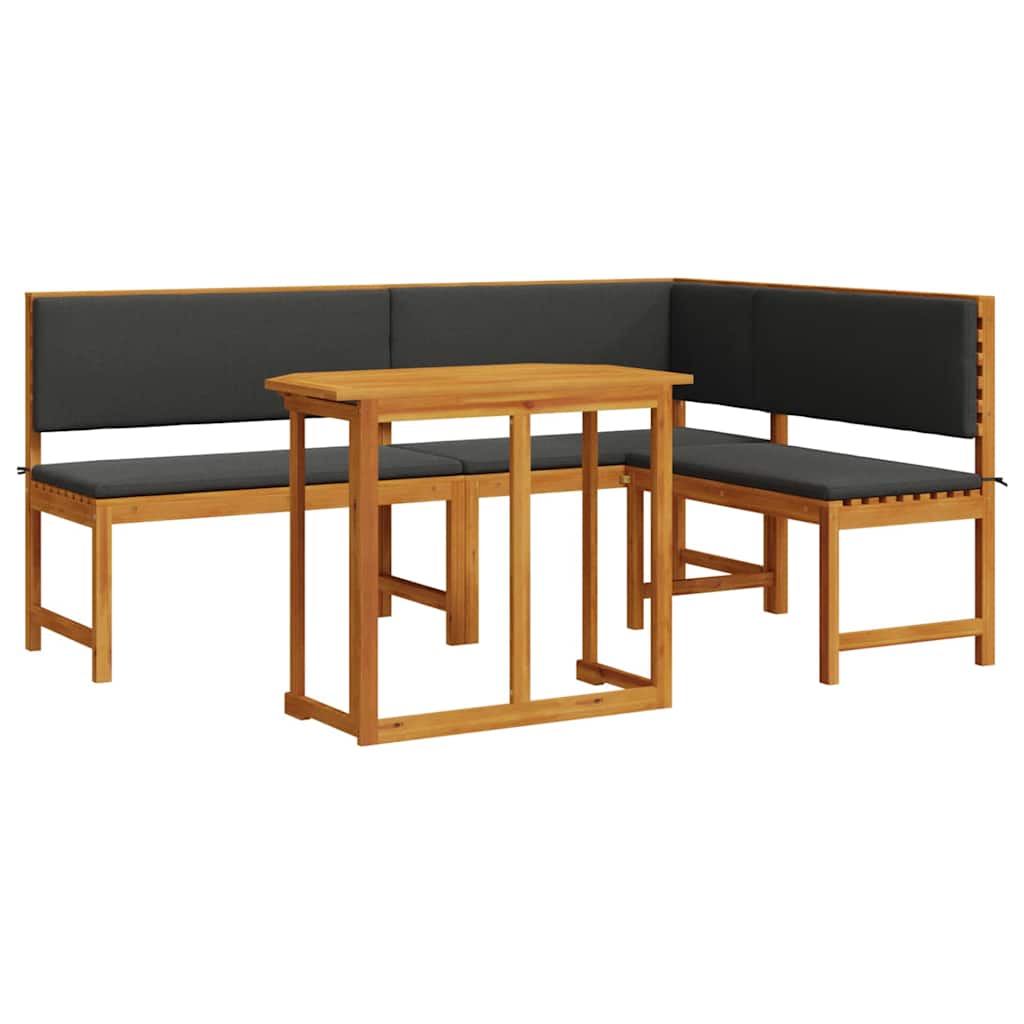 Set Panchina da Giardino 3 pcs Marrone Legno di Acacia Massello