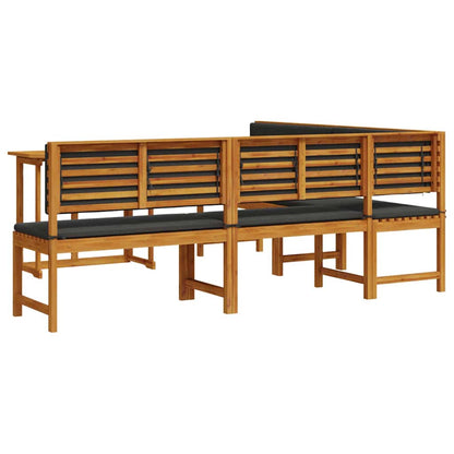 Set Panchina da Giardino 4 pcs Marrone Legno di Acacia Massello