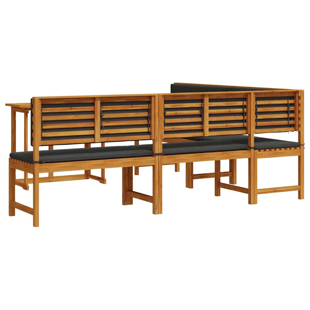 Set Panchina da Giardino 4 pcs Marrone Legno di Acacia Massello