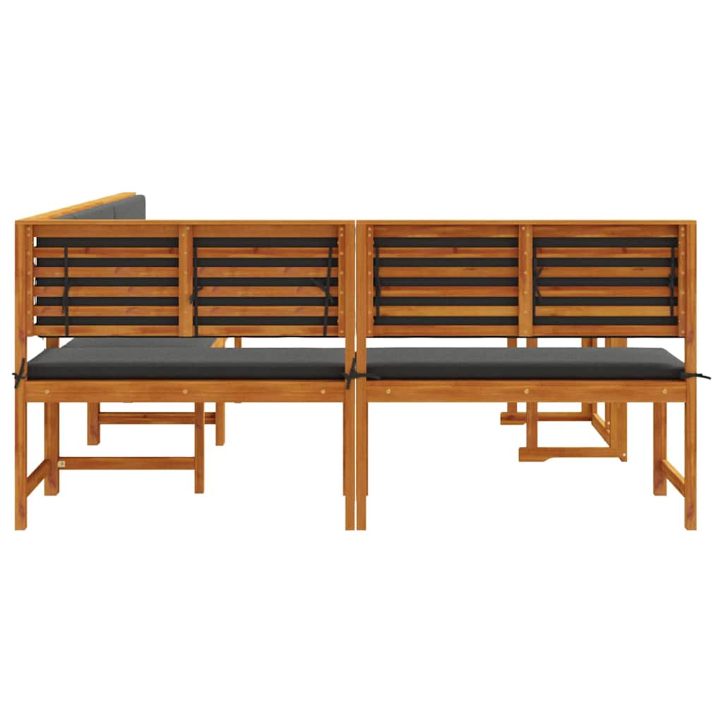 Set Panchina da Giardino 4 pcs Marrone Legno di Acacia Massello