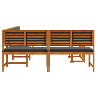 Set Panchina da Giardino 4 pcs Marrone Legno di Acacia Massello