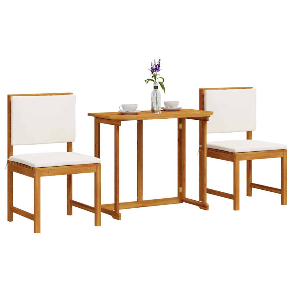 Set Bistro da Giardino 3 pcs Marrone Legno di Acacia Massello