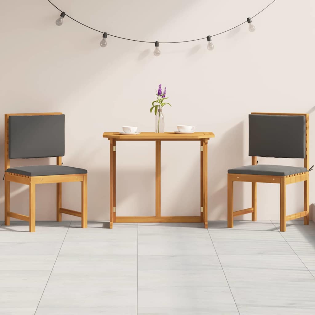 Set Bistro da Giardino 3 pcs Marrone Legno di Acacia Massello