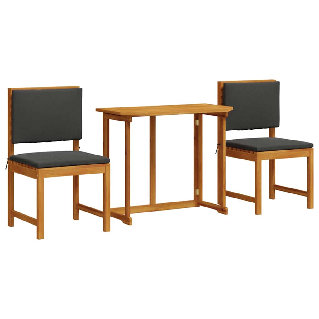 Set Bistro da Giardino 3 pcs Marrone Legno di Acacia Massello