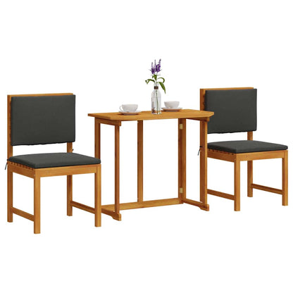 Set Bistro da Giardino 3 pcs Marrone Legno di Acacia Massello