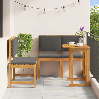 Set Bistro da Giardino 3 pcs Marrone Legno di Acacia Massello