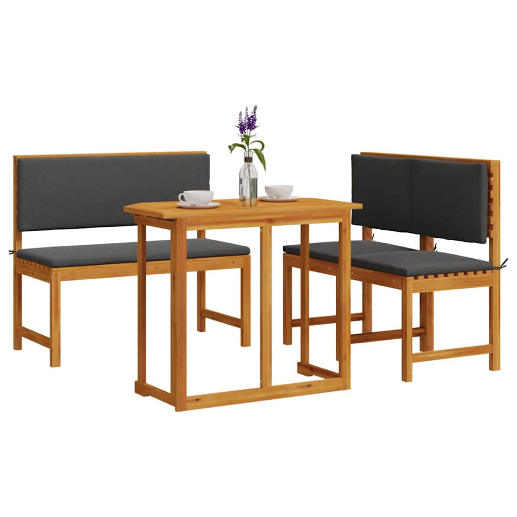 Set Bistro da Giardino 3 pcs Marrone Legno di Acacia Massello