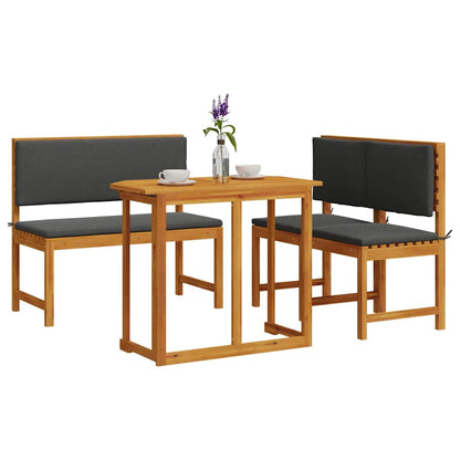 Set Bistro da Giardino 3 pcs Marrone Legno di Acacia Massello