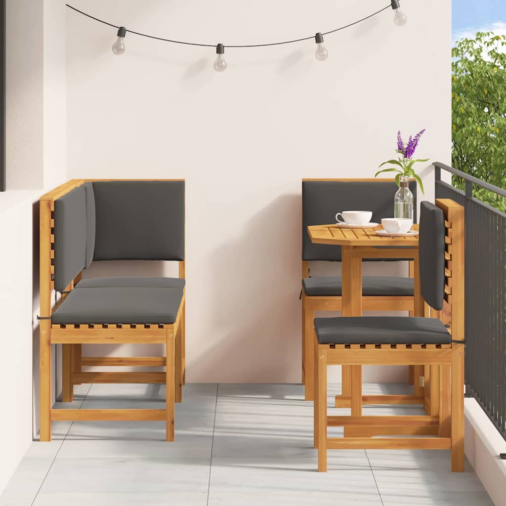 Set Bistro da Giardino 4 pcs Marrone Legno di Acacia Massello