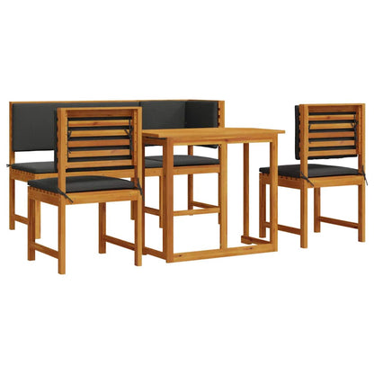 Set Bistro da Giardino 4 pcs Marrone Legno di Acacia Massello