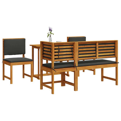 Set Bistro da Giardino 4 pcs Marrone Legno di Acacia Massello