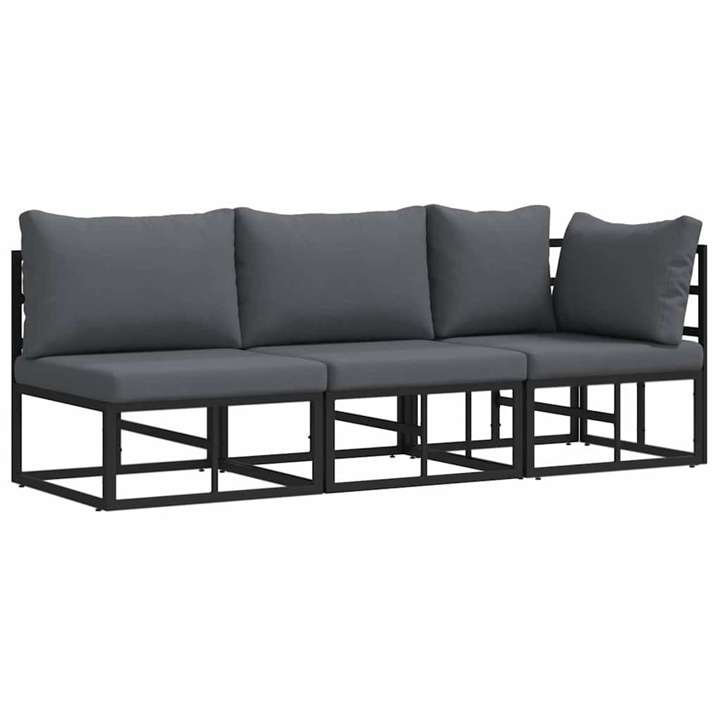 Mobili da Esterno con cuscino con cuscino Nero Alluminio - homemem39