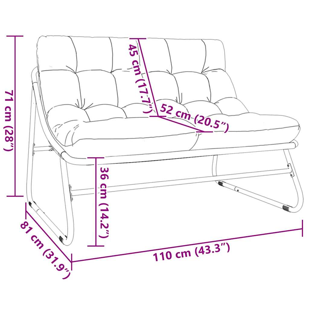 Arredamento da Giardino con cuscino Nero 110 x 81 x 71 cm