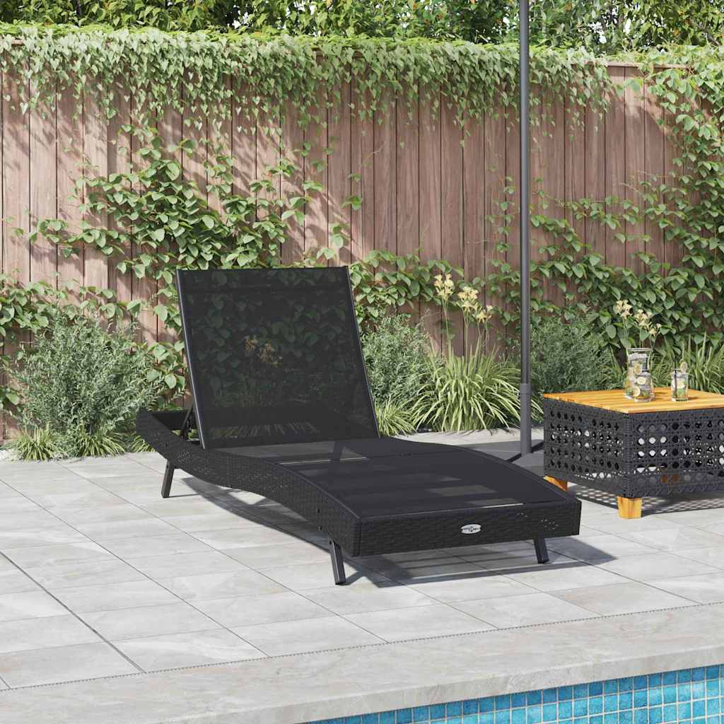 Lettino da sole Nero 197 x 70 x 82 cm polyrattan