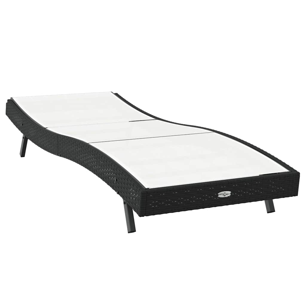 Lettino da sole Nero e Bianco 197 x 70 x 82 cm polyrattan