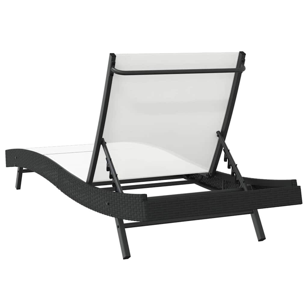 Lettino da sole Nero e Bianco 197 x 70 x 82 cm polyrattan