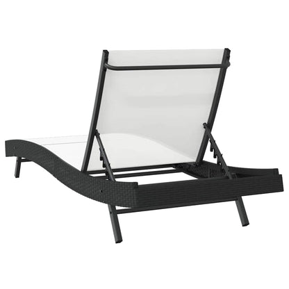 Lettino da sole Nero e Bianco 197 x 70 x 82 cm polyrattan