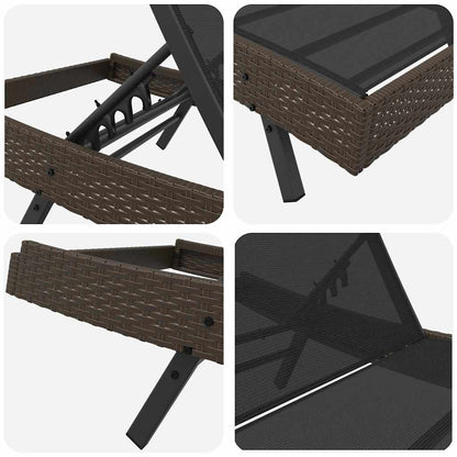 Lettino da sole 2 pcs Nero e Marrone polyrattan