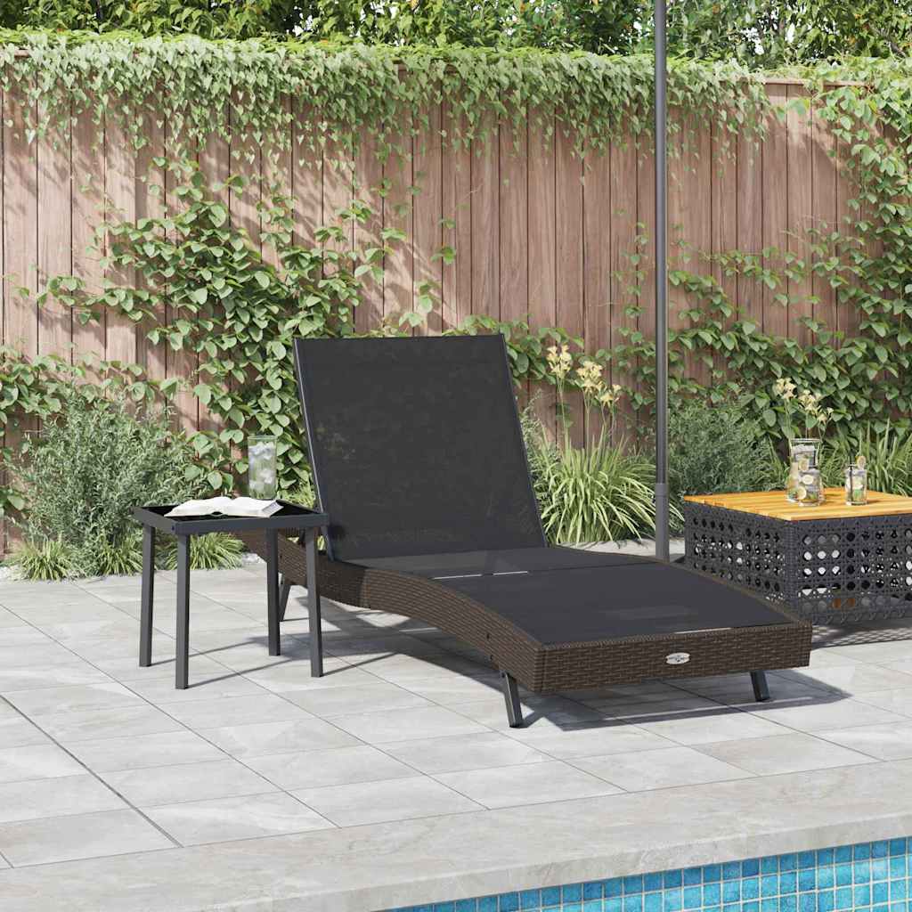 Lettino da sole 2 pcs Nero e Marrone polyrattan