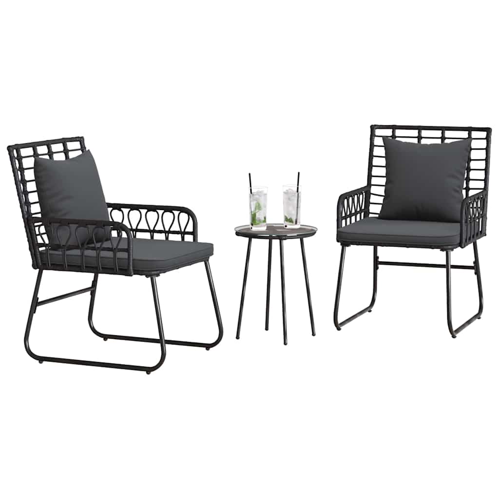 Set da Pranzo per Giardino 3 pcs Nero e antracite - homemem39