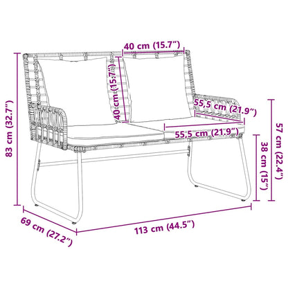Panchina da giardino Marrone e Crema Rattan sintetico, acciaio - homemem39