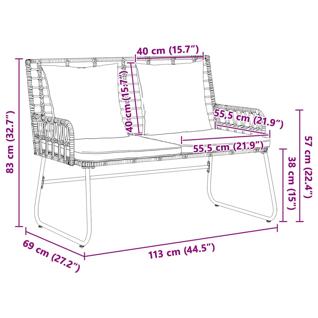 Set da Pranzo per Giardino 3 pcs Nero e antracite polyrattan | homemem39