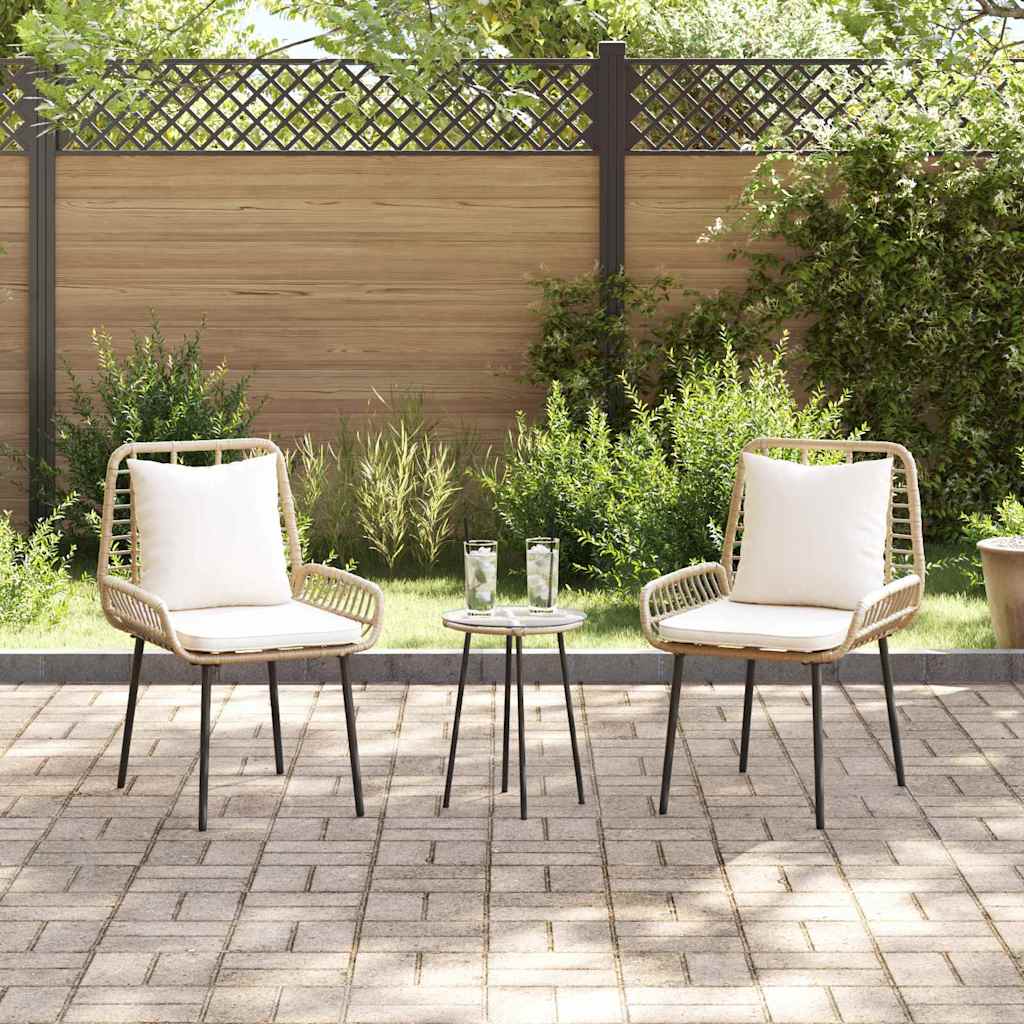 Set da Pranzo per Giardino 3 pcs Marrone e Nero e Panna - homemem39