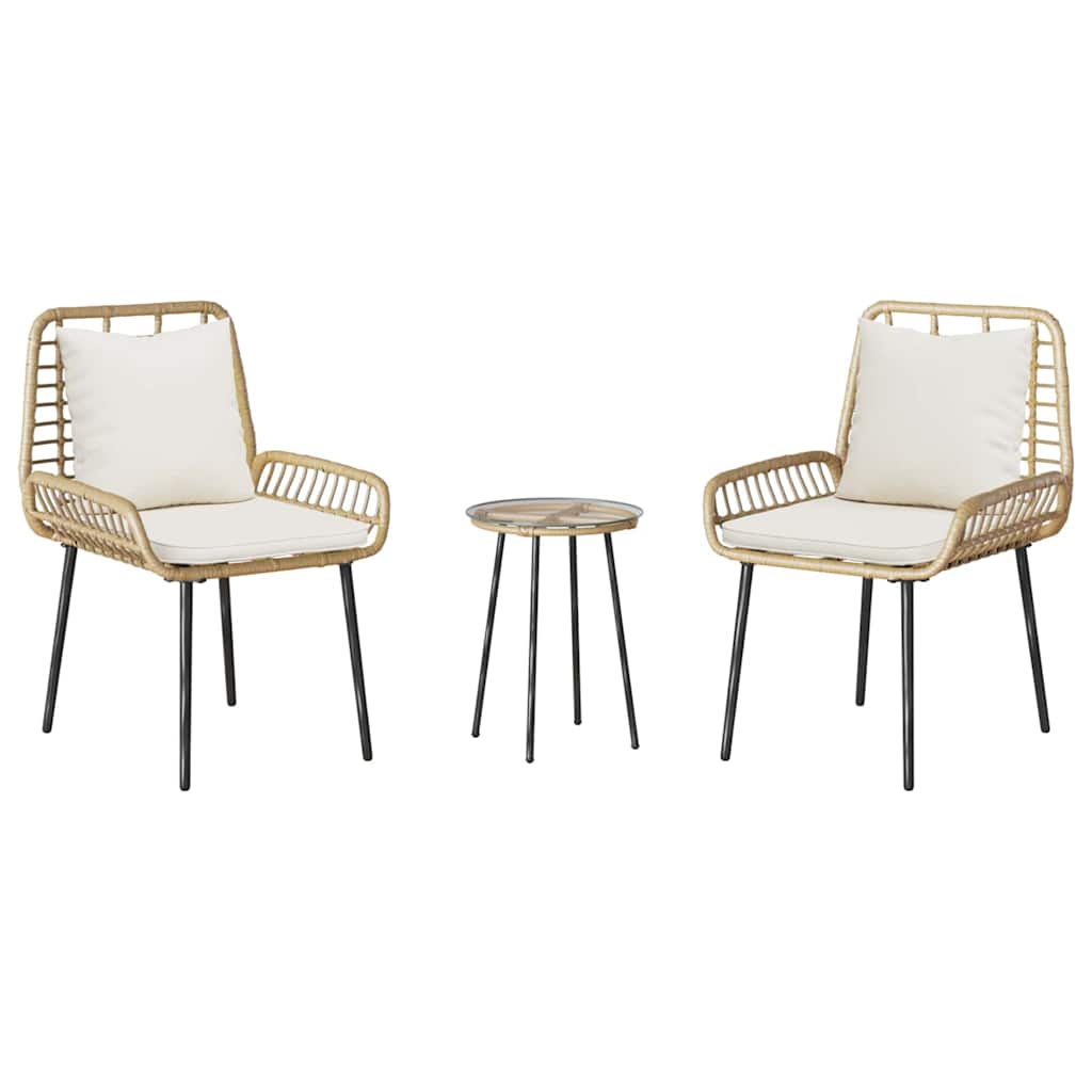 Set da Pranzo per Giardino 3 pcs Marrone e Nero e Panna - homemem39