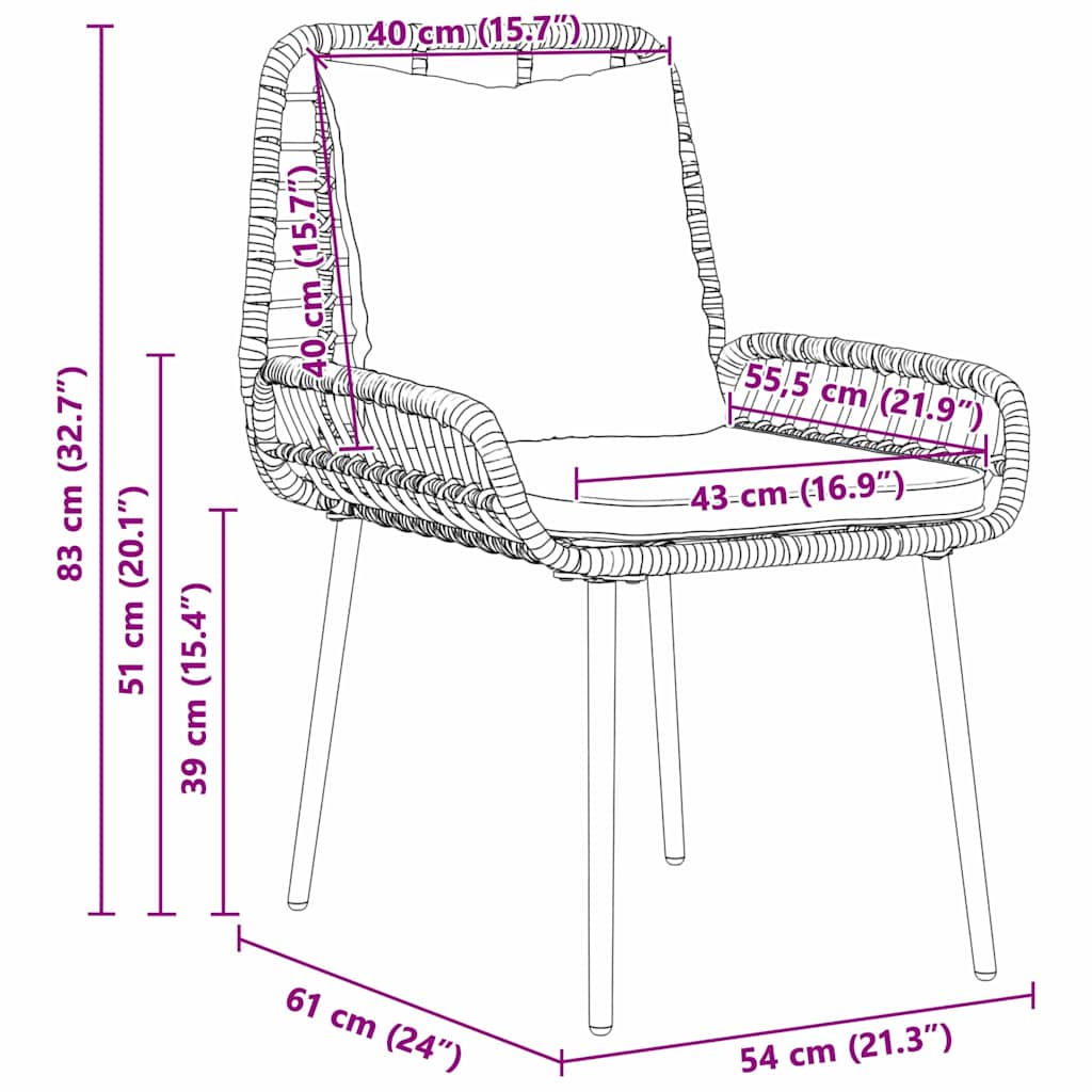 Set da Pranzo per Giardino 3 pcs Nero e antracite - homemem39