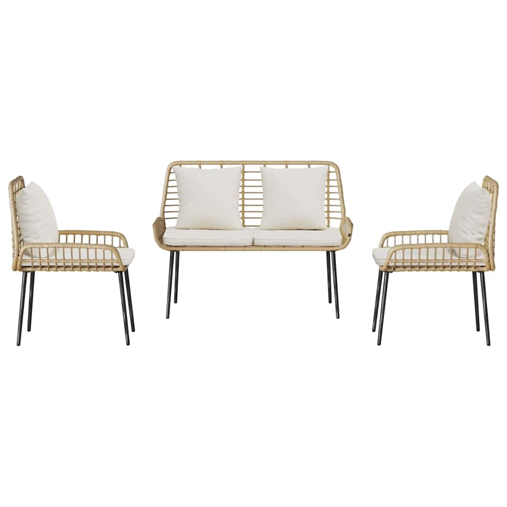 Set da Pranzo per Giardino 3 pcs Marrone Nero Panna - homemem39